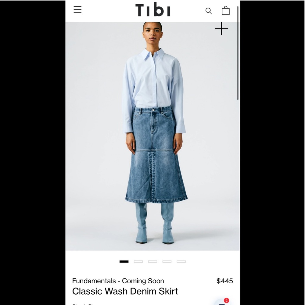 2022 Tibi Classic Wash Denim Skirt
